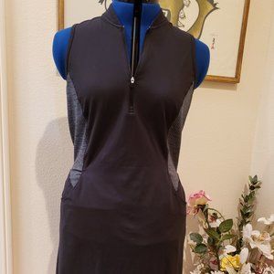 Adidas Tennis Golf Dress Women's Medium Stretch Knit Black Sleeveless Tennis